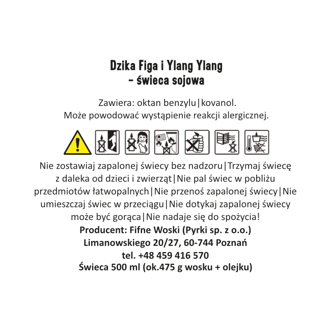 DZIKA FIGA i YLANG YLANG - świeca sojowa 500 ml (etykieta)