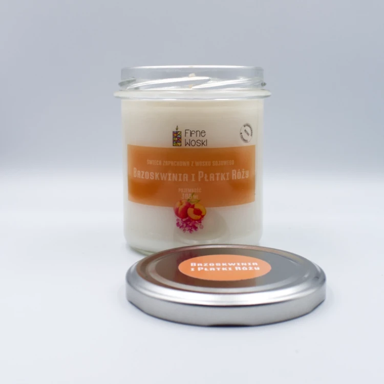 BRZOSKWINIA I PŁATKI RÓŻY - świeca sojowa 300 ml