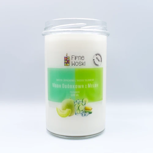Świeca sojowa woda ogórkowa i melon 500 ml.webp