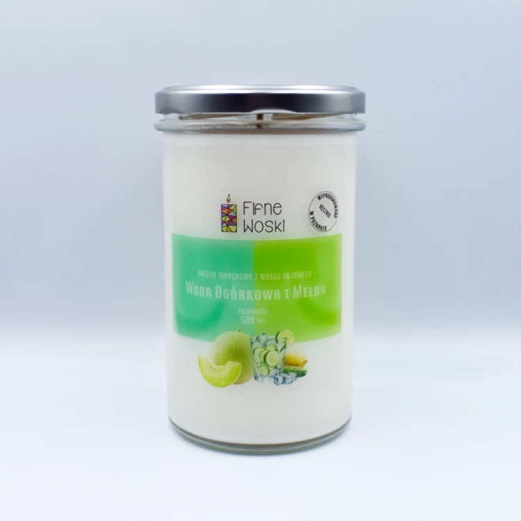 Świeca sojowa woda ogórkowa i melon 500 ml 1.webp