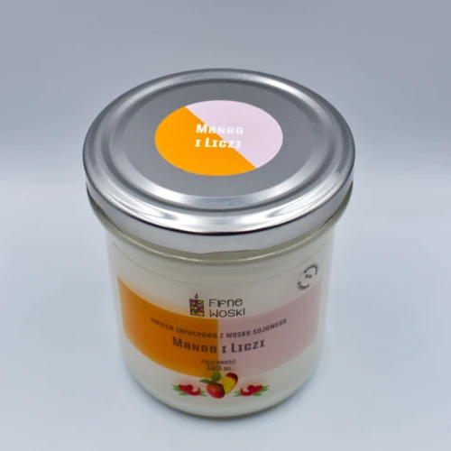 świeca zapachowa z wosku sojowego Mango i Liczi 300 ml 3.webp
