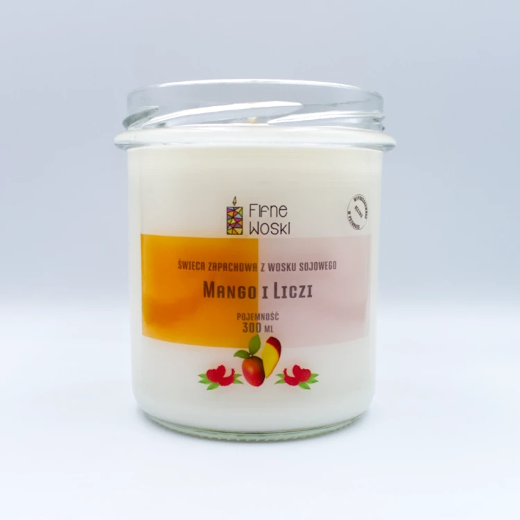 świeca zapachowa z wosku sojowego Mango i Liczi 300 ml.webp
