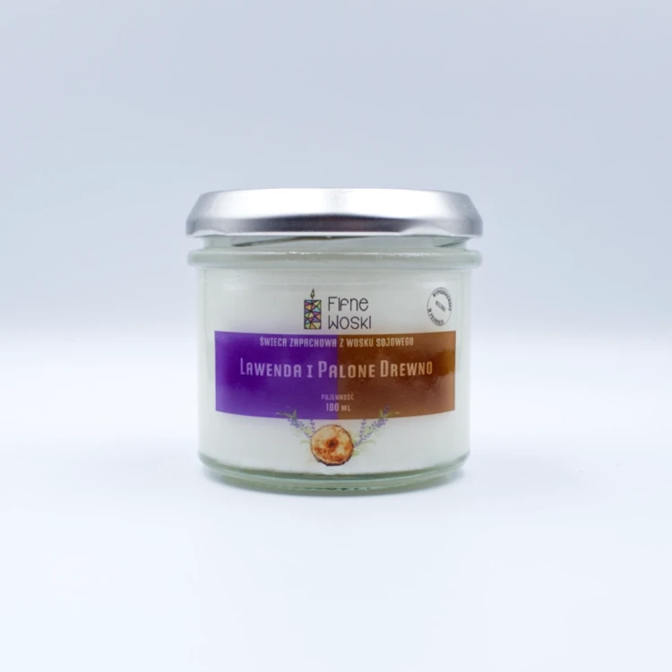 fifne woski świeca sojowa lawenda i palone drewno 100 ml.webp