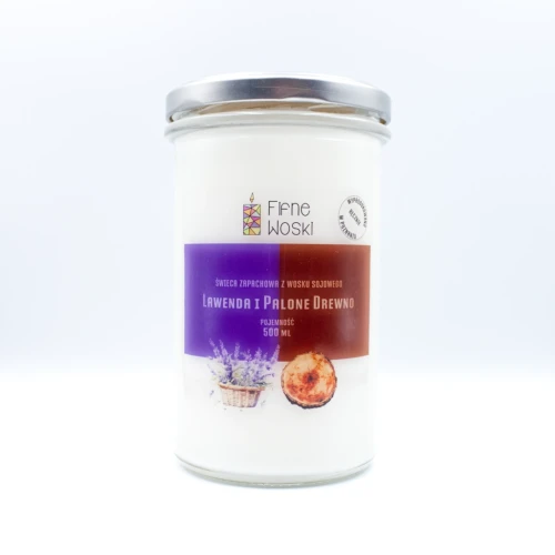 fifne woski świeca sojowa lawenda i palone drewno 500 ml.webp