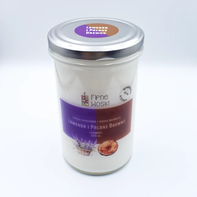 fifne woski świeca sojowa lawenda i palone drewno 500 ml 1.webp