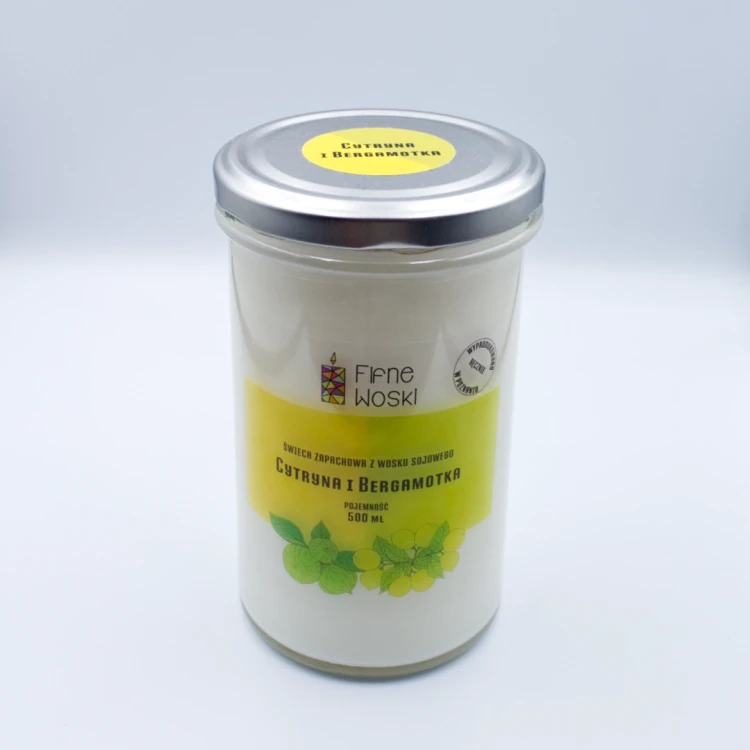 fifne woski świeca sojowa cytryna i bergamotka 500 ml 1.webp