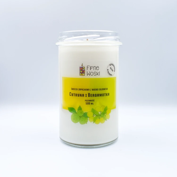 fifne woski świeca sojowa cytryna i bergamotka 500 ml 2.webp