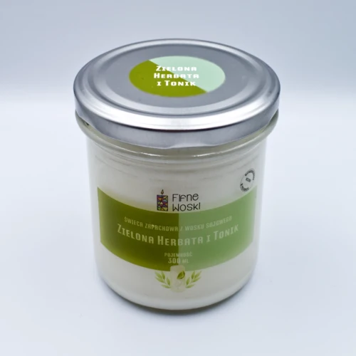 ZIELONA HERBATA I TONIK – świeca sojowa 300 ml w słoiku