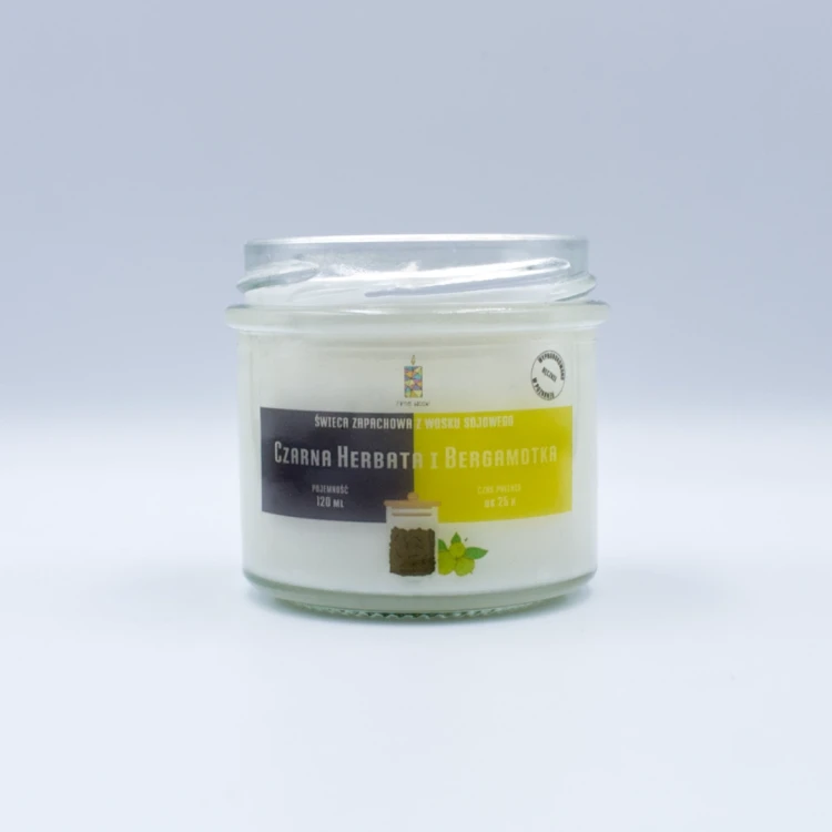 Fifne Woski CZARNA HERBATA I BERGAMOTKA - świeca sojowa 100 ml
