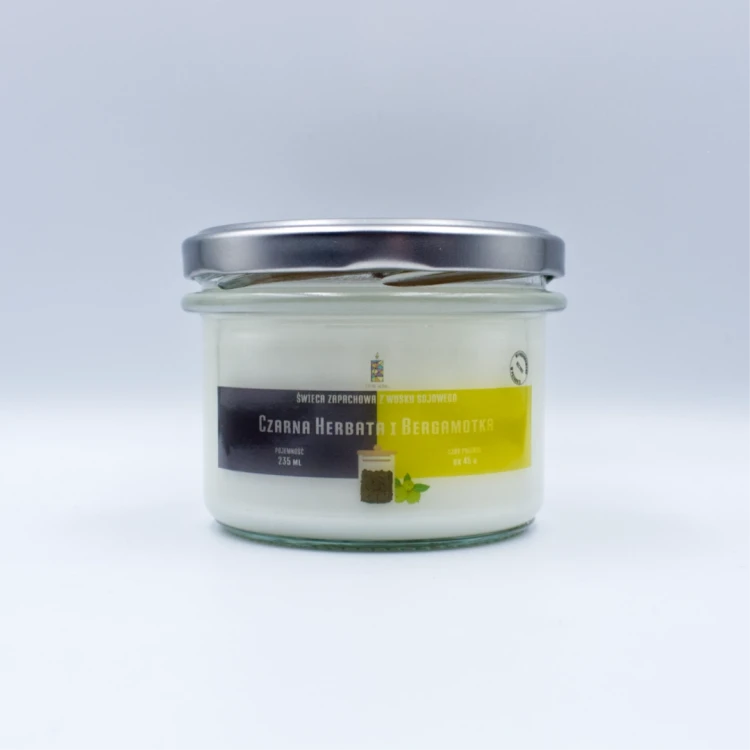 Fifne Woski CZARNA HERBATA I BERGAMOTKA - świeca sojowa 200 ml
