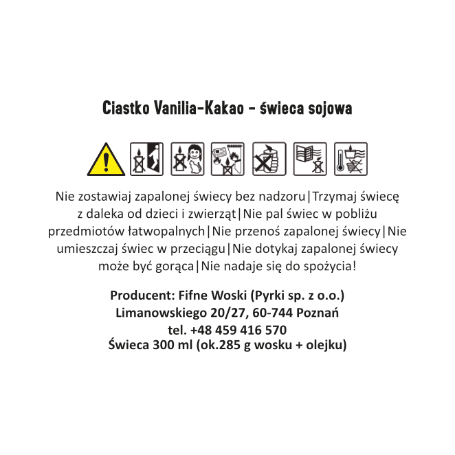Fifne Woski CIASTECZKO WANILIOWO-KAKAOWE - świeca sojowa 300 ml