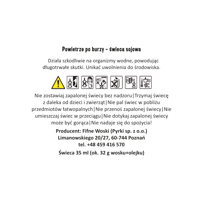 Fifne Woski POWIETRZE PO BURZY - świeca sojowa 35 ml