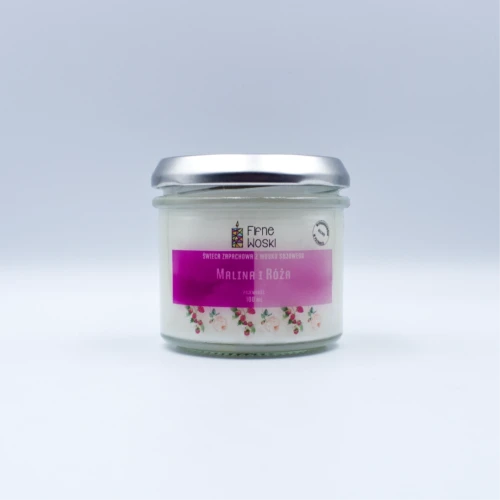 Fifne Woski  malina i róża świeca sojowa 100 ml