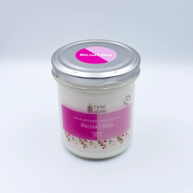 Fifne Woski  MALINA I RÓŻA świeca sojowa 300 ml