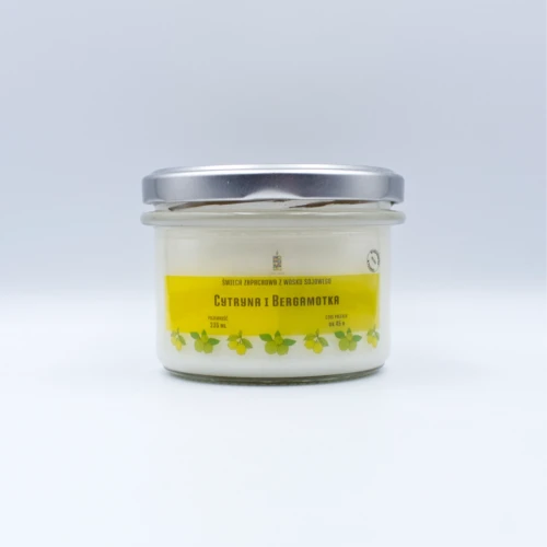 Fifne Woski CYTRYNA I BERGAMOTKA świeca sojowa 200 ml