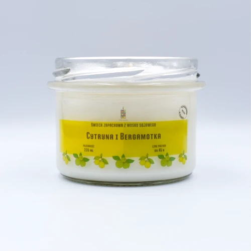 Fifne Woski CYTRYNA I BERGAMOTKA świeca sojowa 200 ml