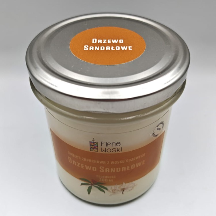 DRZEWO SANDAŁOWE – Bardzo duża świeca sojowa w słoiku