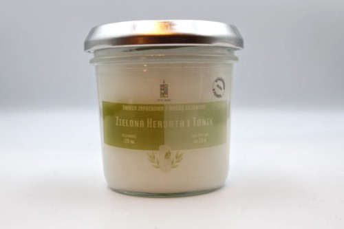 ZIELONA HERBATA I TONIK – Średnia świeca sojowa w słoiku