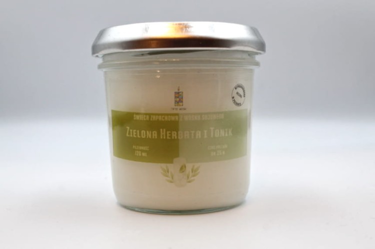 ZIELONA HERBATA I TONIK – Średnia świeca sojowa w słoiku