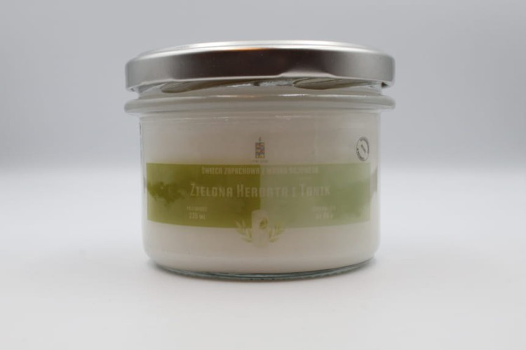 ZIELONA HERBATA I TONIK – Duża świeca sojowa w słoiku