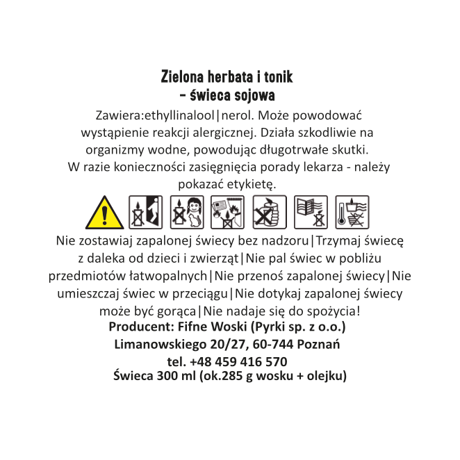 ZIELONA HERBATA I TONIK – świeca sojowa 300 ml w słoiku