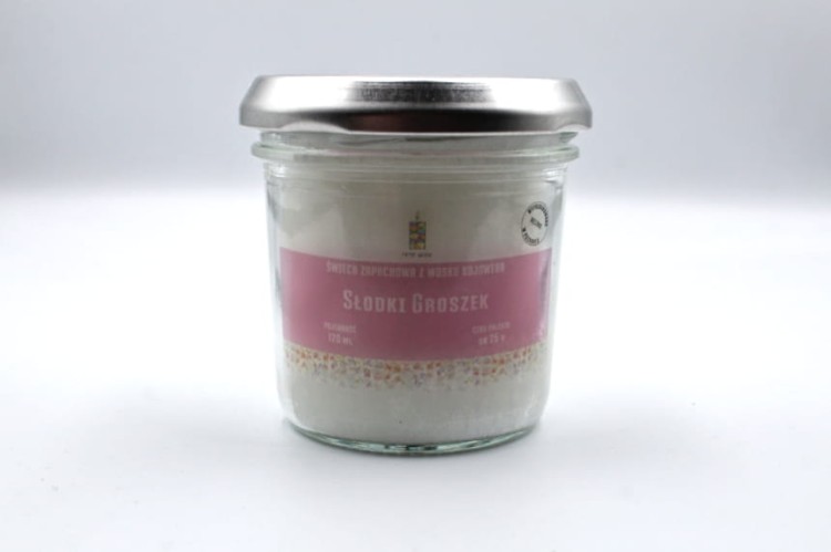 SŁODKI GROSZEK – Średnia świeca sojowa w słoiku