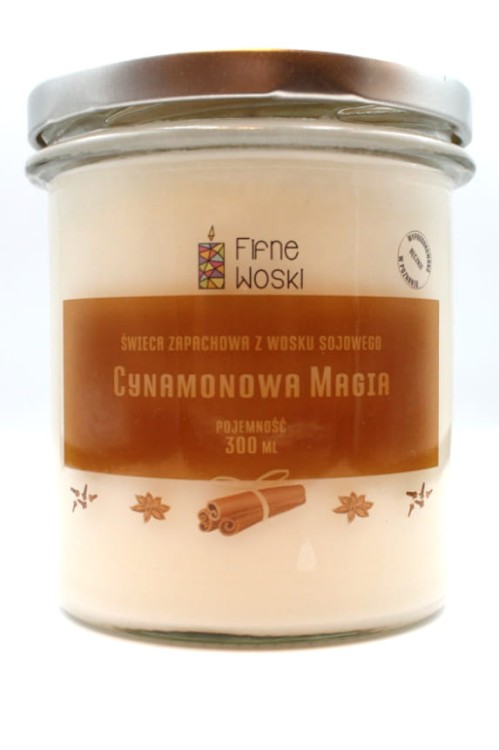 CYNAMONOWA MAGIA – Bardzo duża świeca sojowa w słoiku