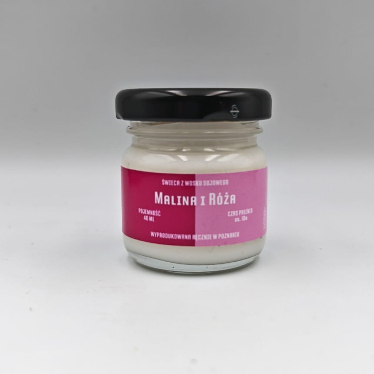 MALINA I RÓŻA – Mała świeca sojowa w słoiku