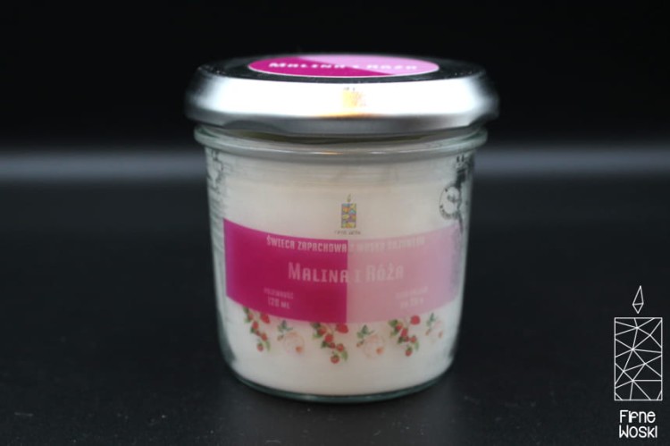 MALINA I RÓŻA – Średnia świeca sojowa w słoiku