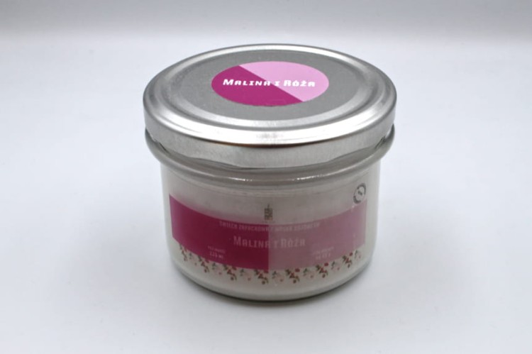 MALINA I RÓŻA – Duża świeca sojowa w słoiku