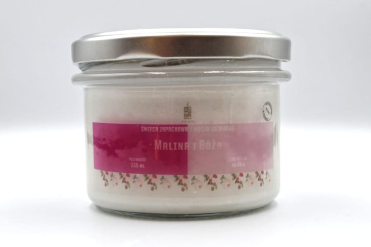 MALINA I RÓŻA – Duża świeca sojowa w słoiku