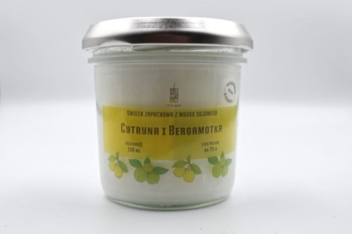 CYTRYNA I BERGAMOTKA – Średnia świeca sojowa w słoiku