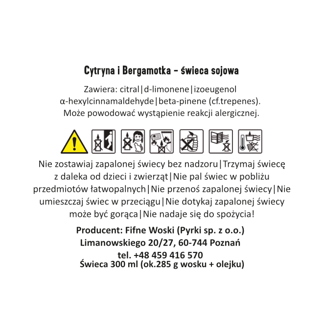 CYTRYNA I BERGAMOTKA – Bardzo duża świeca sojowa w słoiku