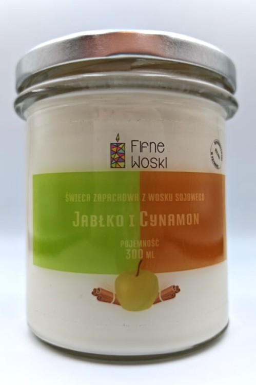 JABŁKO I CYNAMON – Bardzo duża świeca sojowa w słoiku