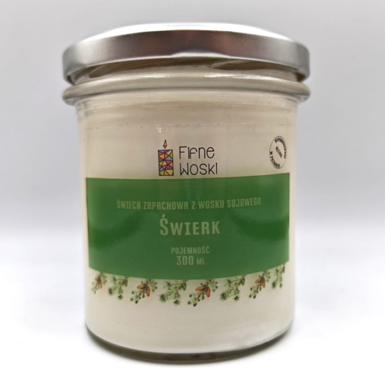ŚWIERK – Bardzo duża świeca sojowa w słoiku