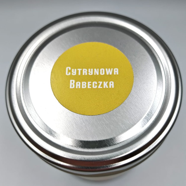 CYTRYNOWA BABECZKA – Bardzo duża świeca sojowa w słoiku