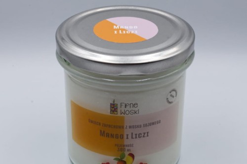 MANGO I LICZI – Bardzo duża świeca sojowa w słoiku