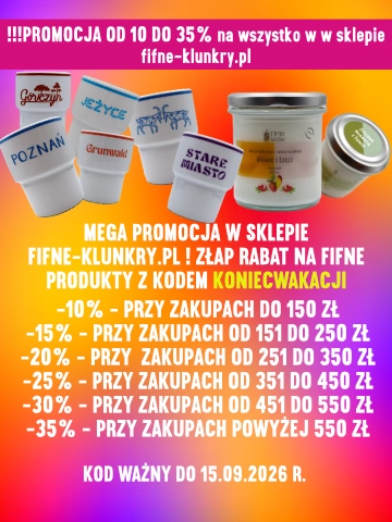 Slajd z informacjami o promocji  w sklepie wraz z progami zakupów dla poszczególnych rabatów 